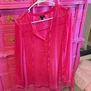 Torrid Hot Pink Sheer Blouse size 1